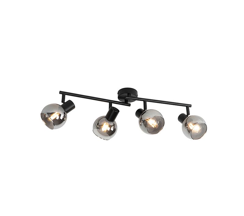 Plafonnier Intelligent Noir Avec Verre Fumé Incl. 4 Wifi P45 - Vidro