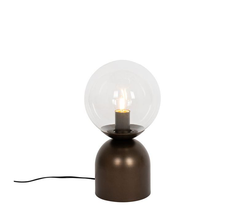 Lampe De Table Chic D'hôtel Bronze Foncé Avec Verre Clair - Pallon Trend