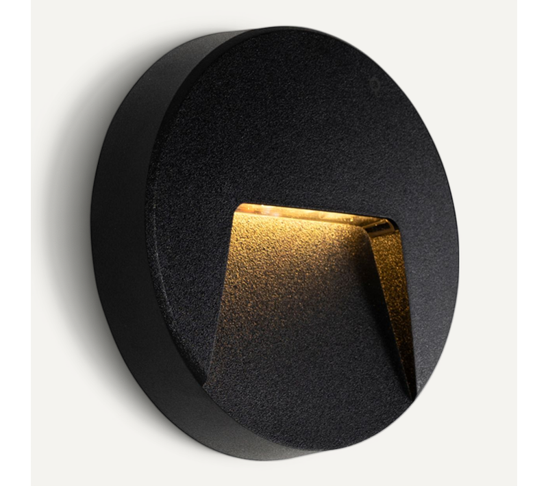 Applique D'extérieur Ronde Noire Avec LED Ip65 - Avg