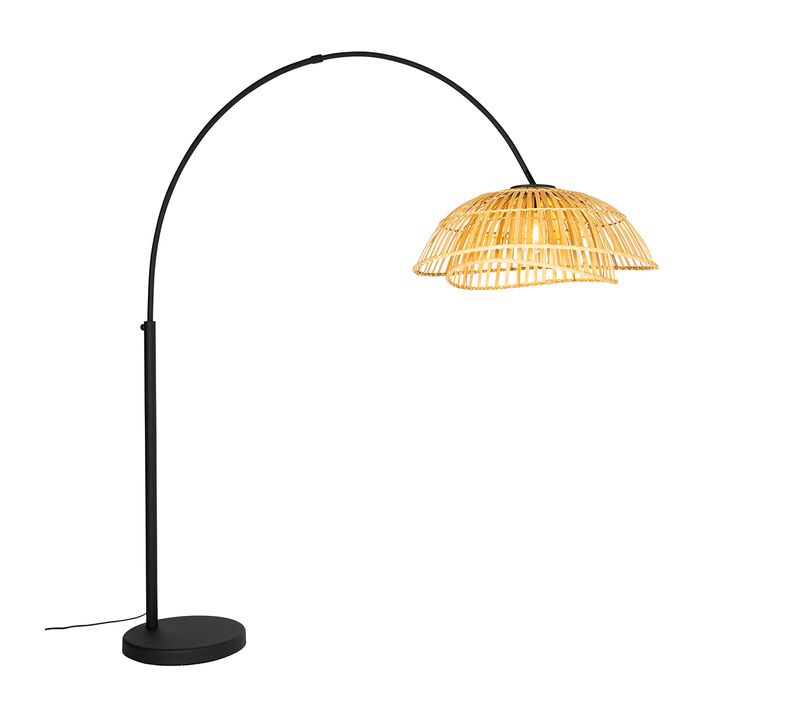 Lampe D'arche Orientale Noire Avec Bambou Naturel - Pua