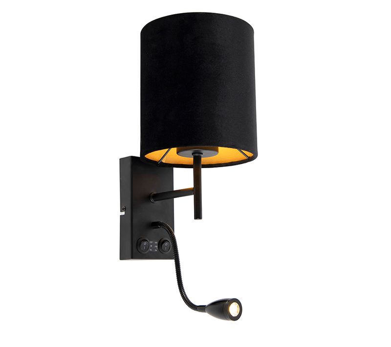 Applique Murale Intelligente Noire Avec Abat-jour En Velours, Avec Wifi A60 - Stacca