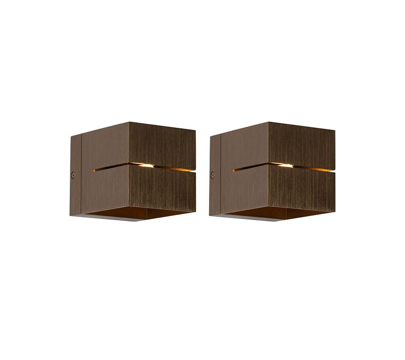 Lot De 2 Appliques Murales Intelligentes Bronze Foncé 9,7 Cm Avec Wifi G9 - Transfer Groove