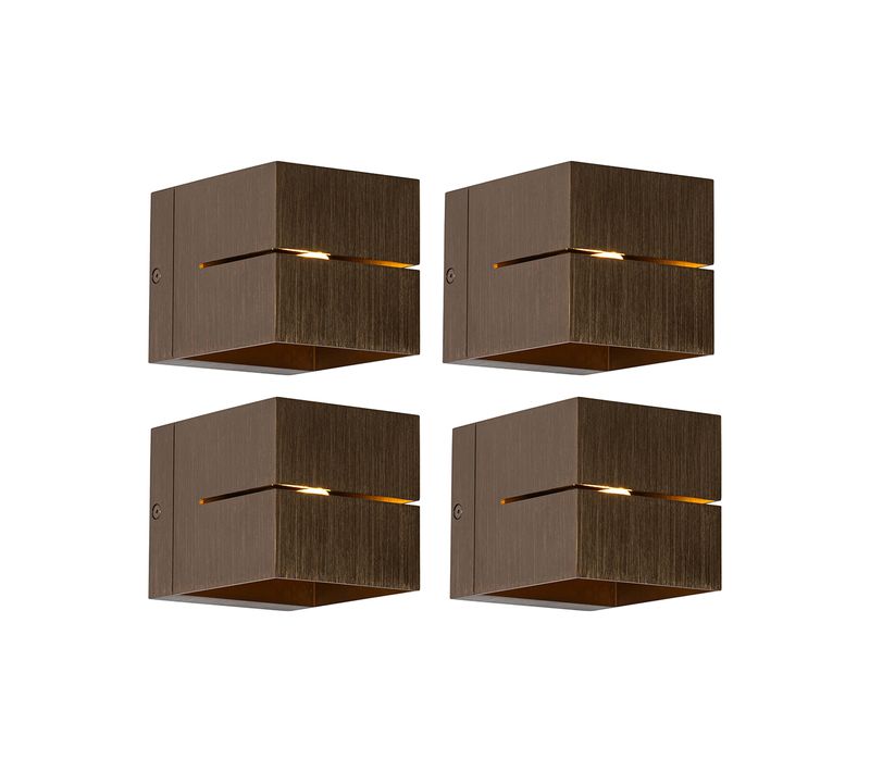Ensemble De 4 Appliques Murales Intelligentes Bronze Foncé 9,7 Cm Avec Wifi G9 - Transfer Groove