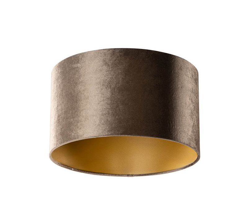 Velours Lampenkap Bruin Met Gouden Binnenkant 35/35/20