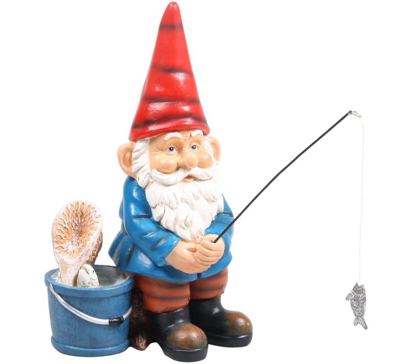 Gnome De Jardin Pêche à La Ligne