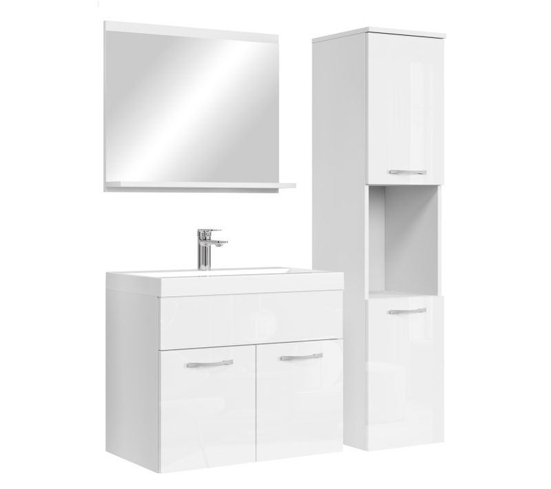 Meuble De Salle De Bain Montreal 60 Cm Lavabo Blanc Brillant Armoire De Rangement Meuble Lavabo