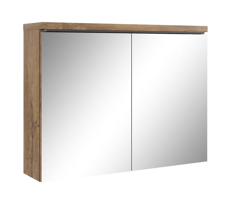 Meuble à Miroir Paso 80 X 60 Cm Chene Marron Miroir Armoire Miroir Salle De Bains Verre Armoire
