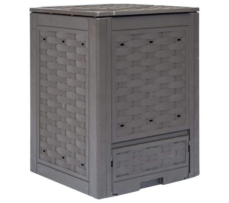 Composteur De Jardin Marron 60x60x83 Cm 300 L Plastique Rotin