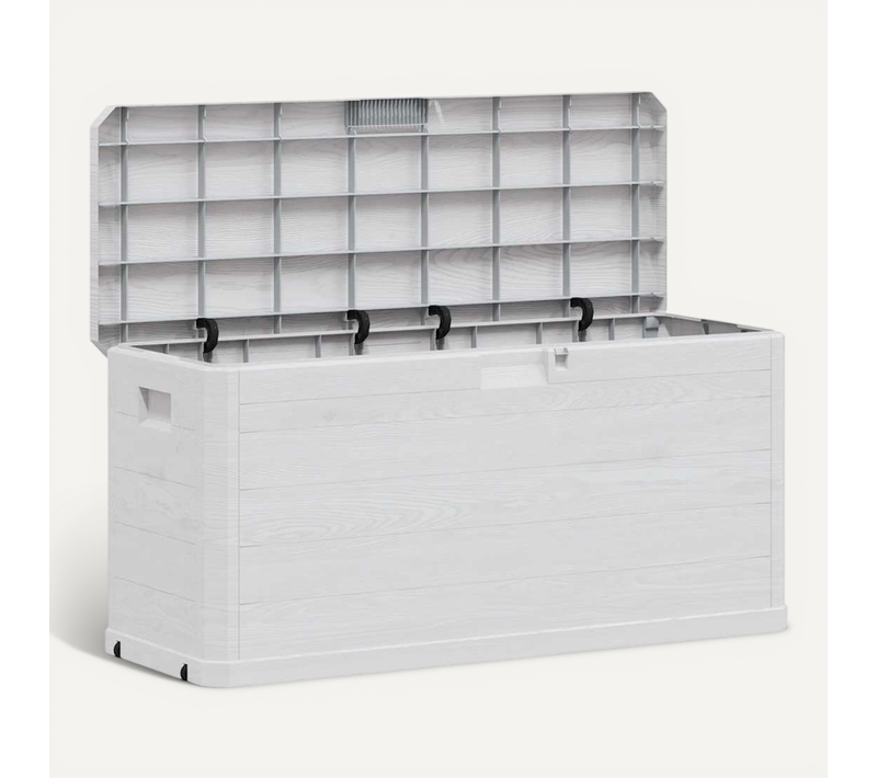 Boîte De Rangement De Jardin Verrouillable 280 L Gris Clair Coffre Organisateur Terrasse