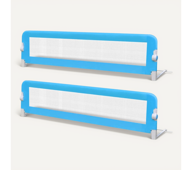 Barrière De Lit De Sécurité Pour Tout-petits 2pcs Bleu 150x42cm