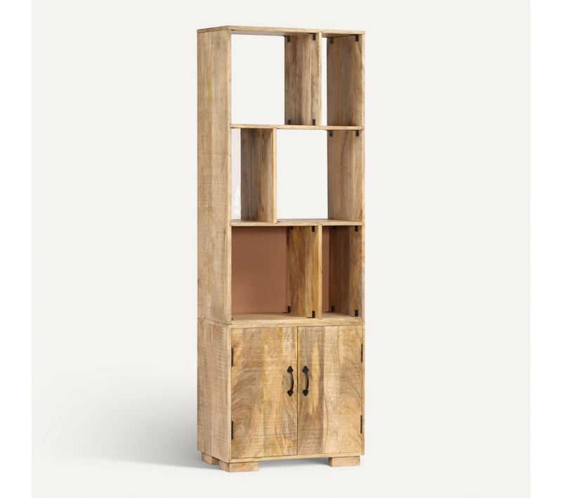 Bibliothèque 60x35x180 Cm Bois De Manguier Solide