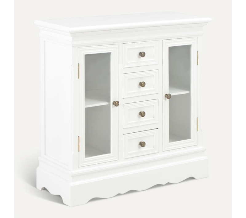 Buffet Blanc 70x28x70 Cm Bois De Pin Massif