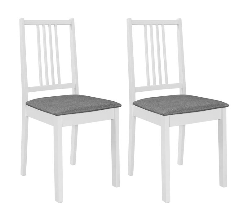 Vidaxl Chaises à Manger Lot De 2 Avec Coussins Blanc Bois Solide Siège Cuisine Dîner Intérieur
