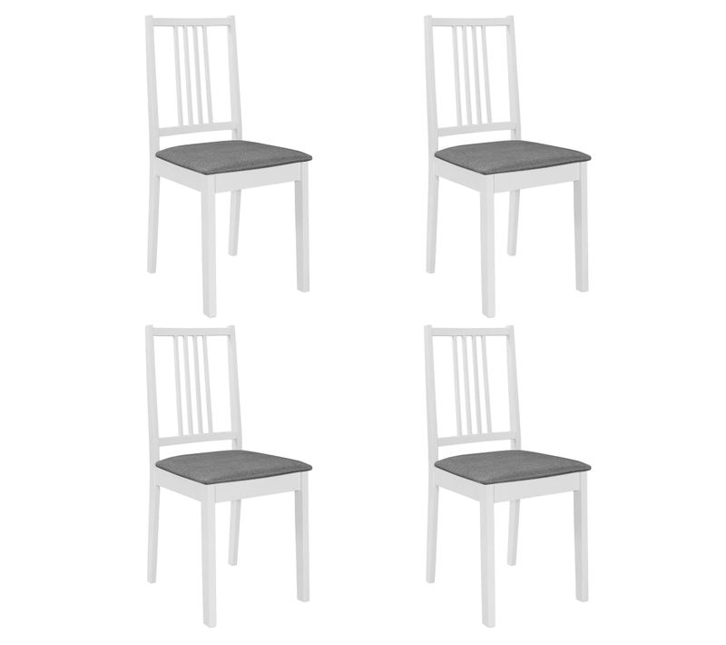 Chaises à Manger Lot De 4 Avec Coussins Blanc Bois Solide Siège Cuisine Dîner Intérieur