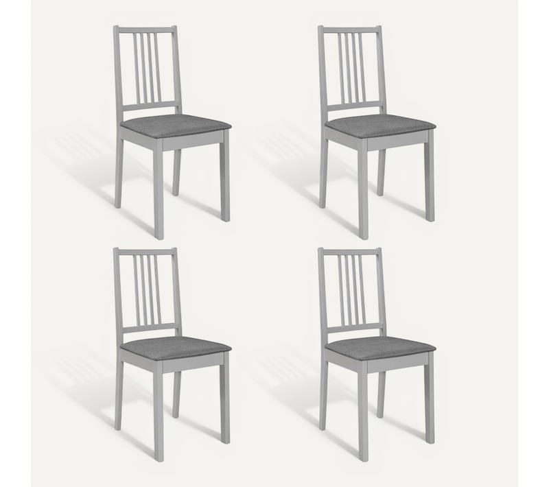 Vidaxl Chaises À Manger Lot De 4 Avec Coussins Gris Bois Solide Siège Cuisine Dîner Intérieur