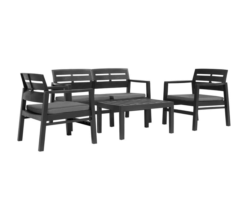 Salon De Jardin 4 PCs Plastique Anthracite