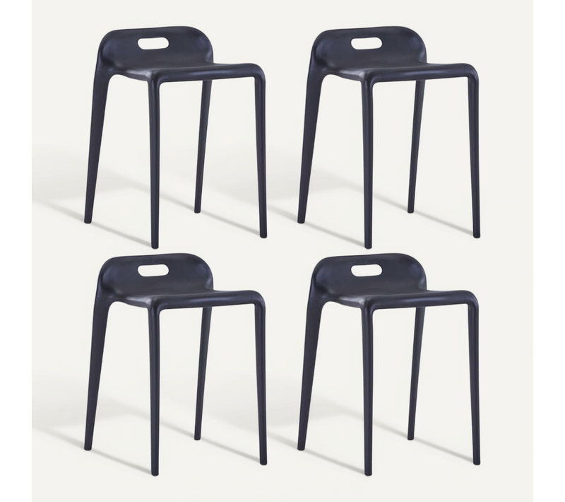 Vidaxl Tabourets Lot De 4 Empilables Noir Plastique Tabouret De Bar Comptoir Bistrot Meuble