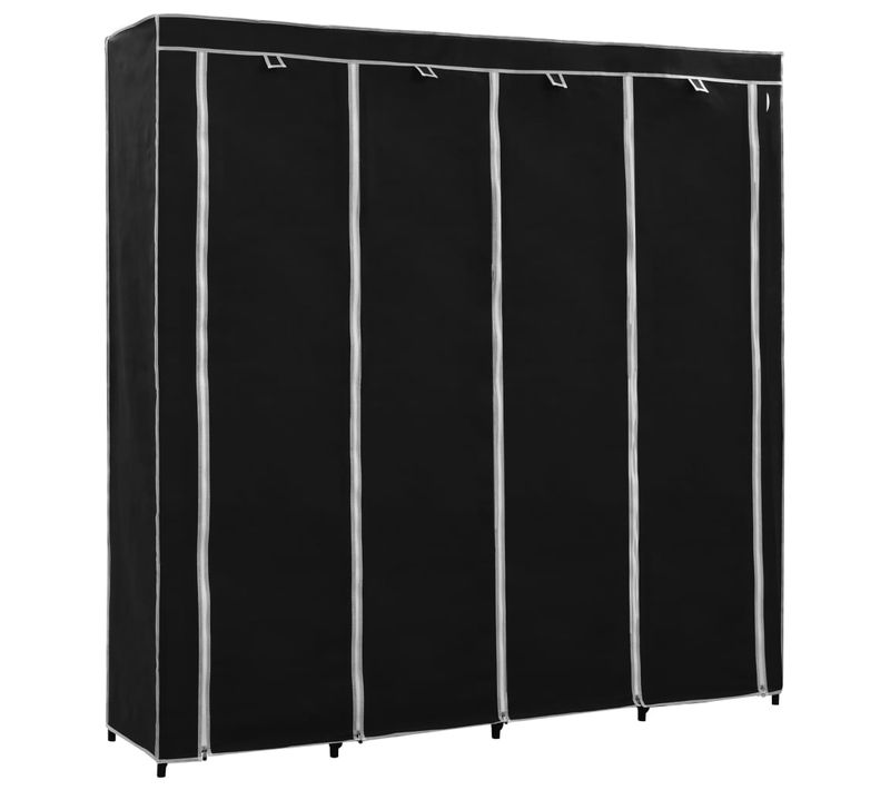 Garde-robe Avec 4 Compartiments Noir 175x45x170 Cm