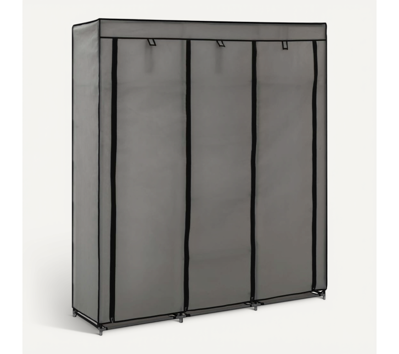 Armoire Avec Compartiments Et Barres Gris 150x45x175 Cm Tissu