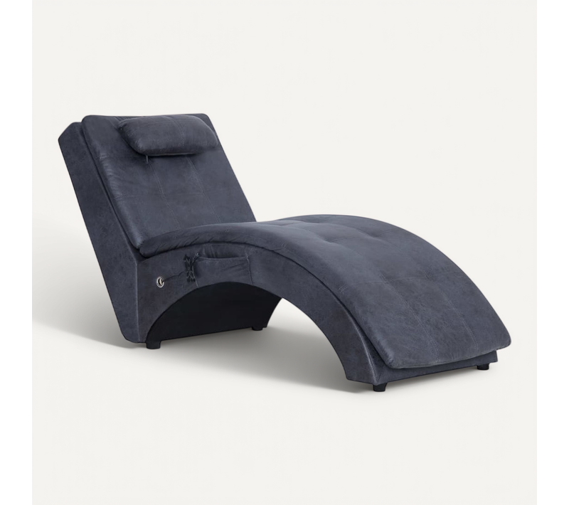 Chaise Longue De Massage Avec Oreiller Gris Simili Daim