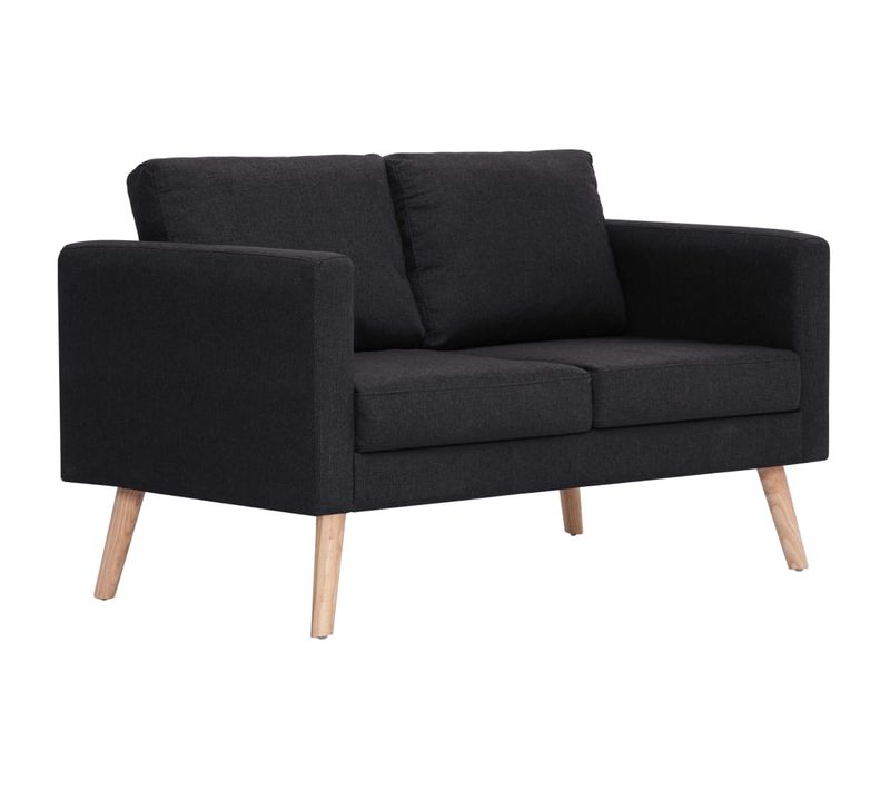 Vidaxl Canapé à 2 Places Avec Coussins Tissu Noir Sofa Meuble De Salle De Séjour Salon Bureau