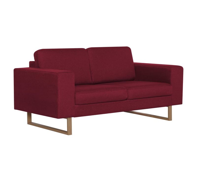 Canapé à 2 Places Tissu Rouge Bordeaux