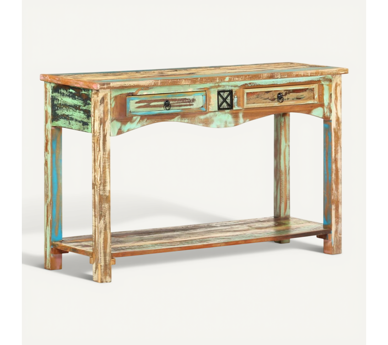 Table Console 120x40x75 Cm Bois Solide De Récupération