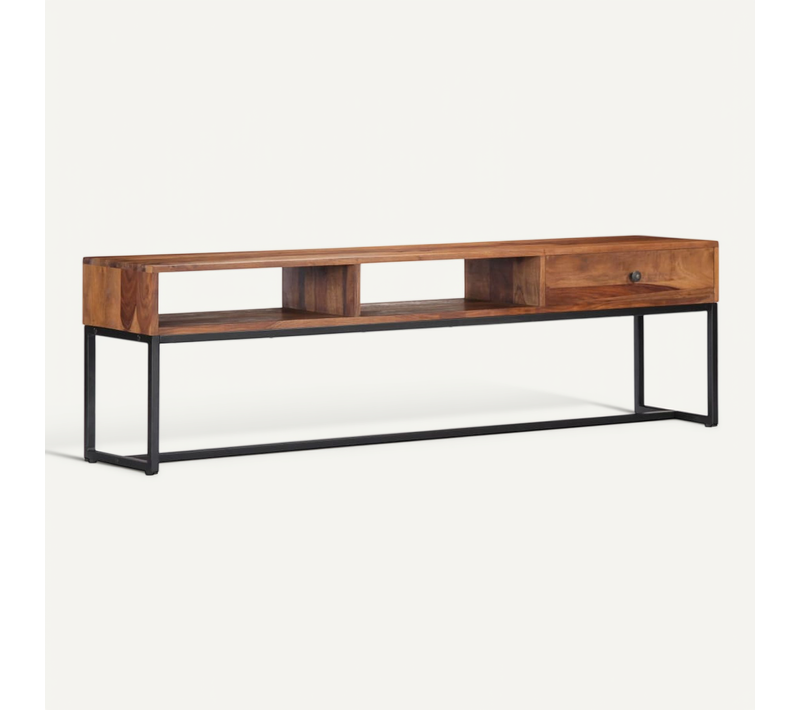 Meuble TV 160x30x45 Cm Bois De Sesham Massif