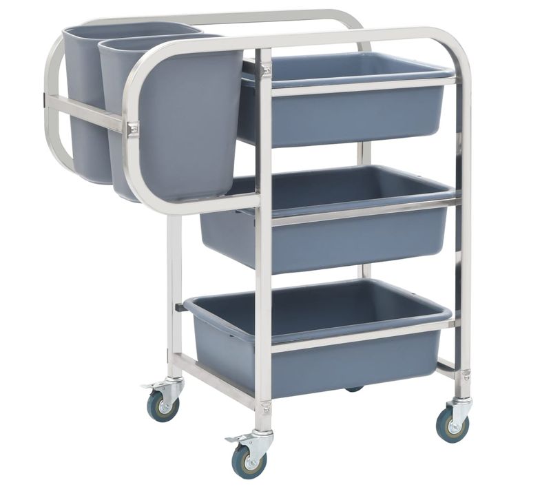 Chariot De Cuisine Avec Récipients En Plastique 82x43,5x93 Cm