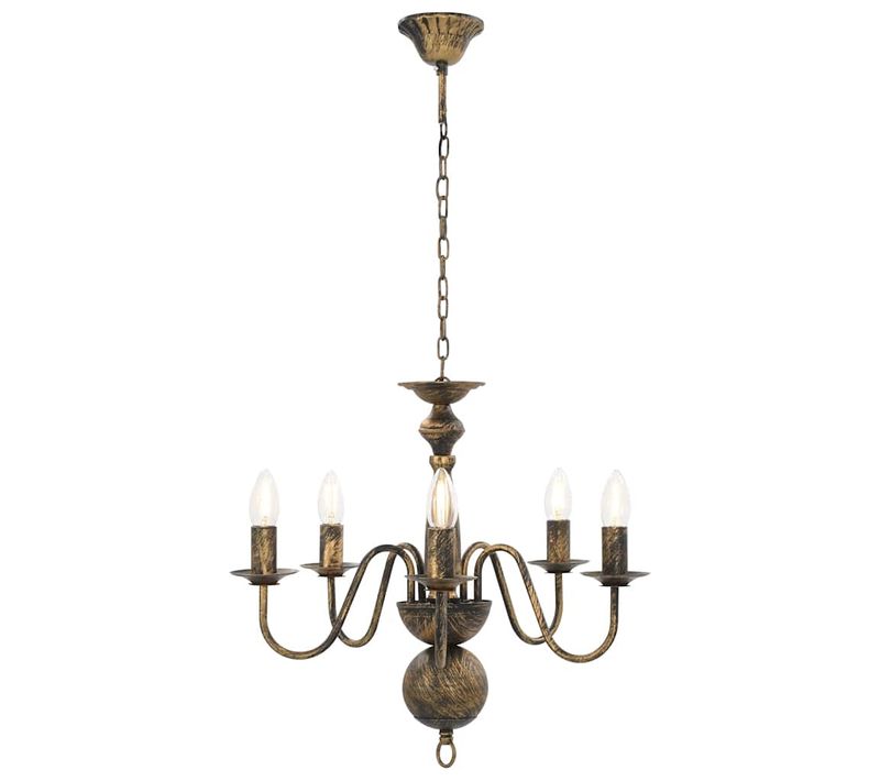 Lustre à 5 Ampoules Style Bougie, Style Antique, Noir, E14