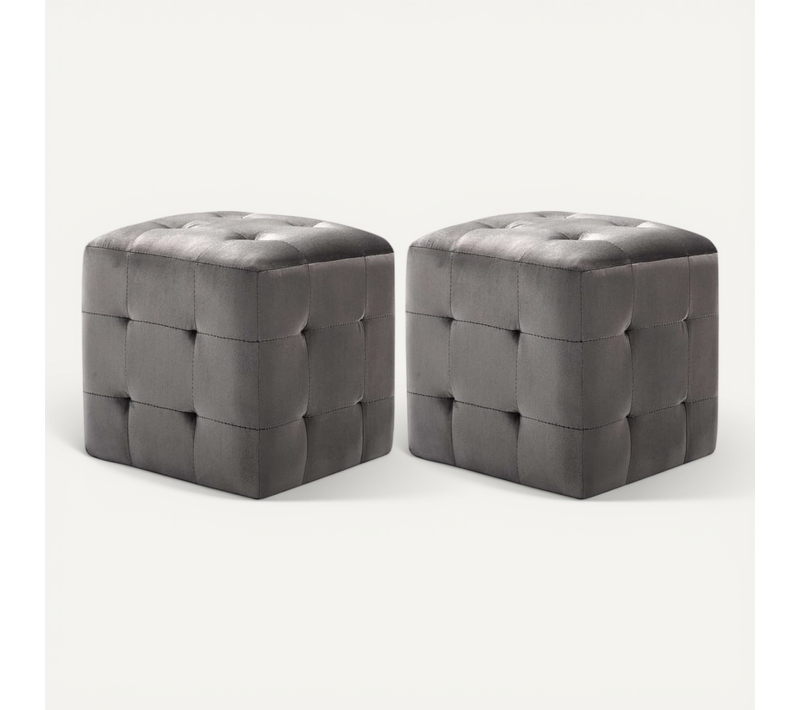 2 Pièces Tables De Chevet Gris 30x30x30 Cm Tissu Velours