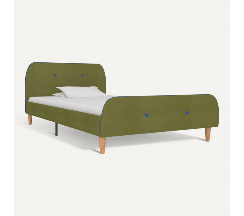 Cadre De Lit Sans Matelas Vert Tissu 90x200 Cm