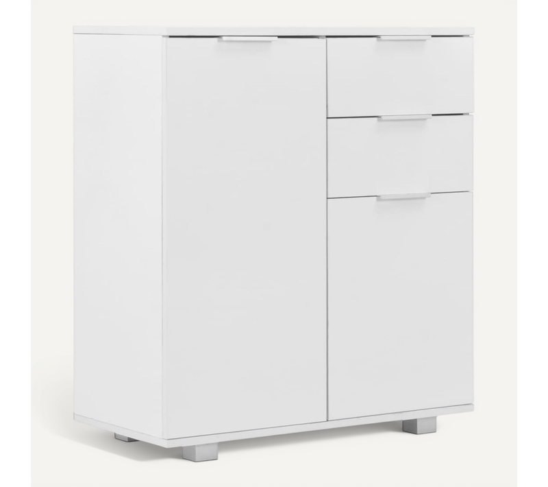Buffet Blanc Brillant 71 X 35 X 80 Cm Bois Contreplaqué