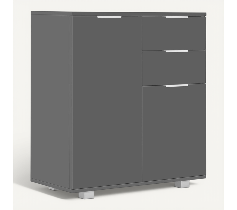 Buffet Gris Brillant 71x35x80 Cm Bois Contreplaqué