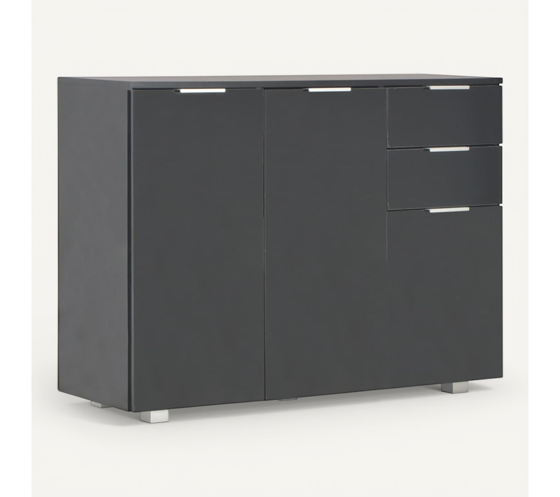Buffet Noir Brillant 107x35x80,5 Cm