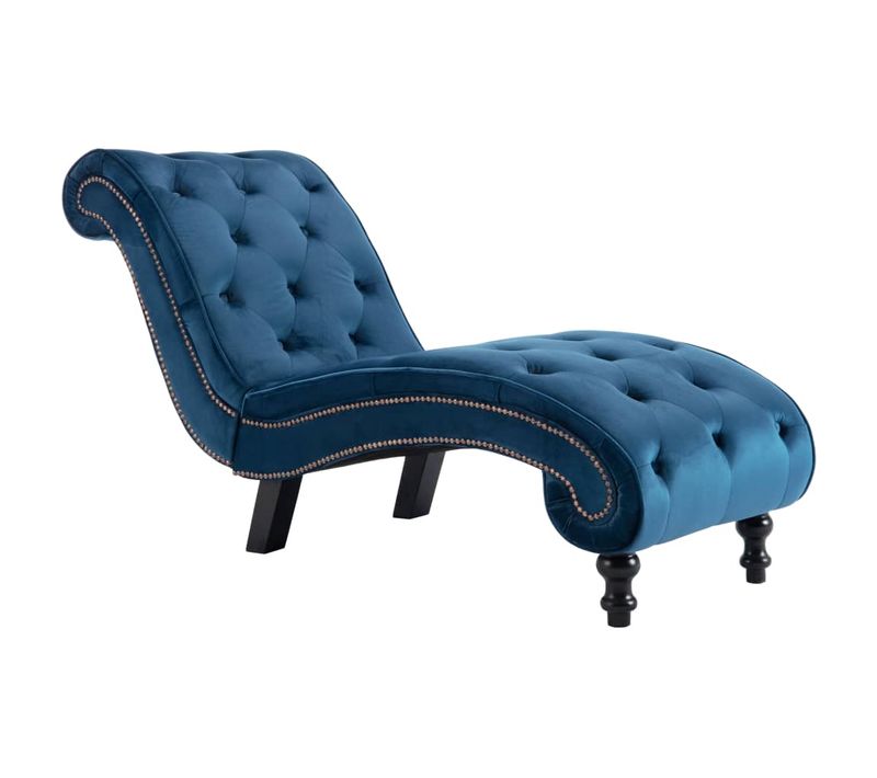 Chaise Longue Bleu Velours