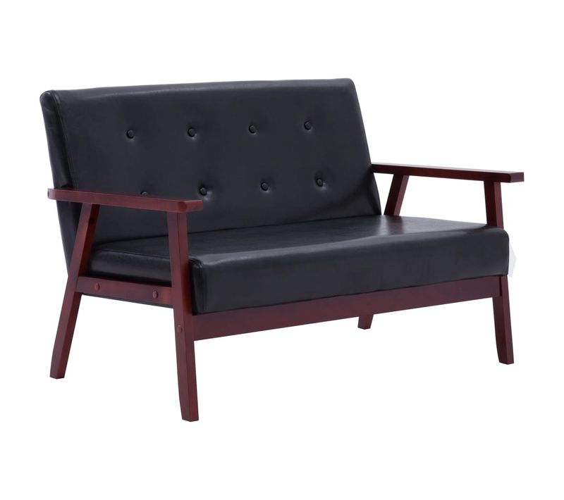 Vidaxl Canapé à 2 Places Noir Simili Sofa Siège Meuble Salle De Séjour Salon Intérieur