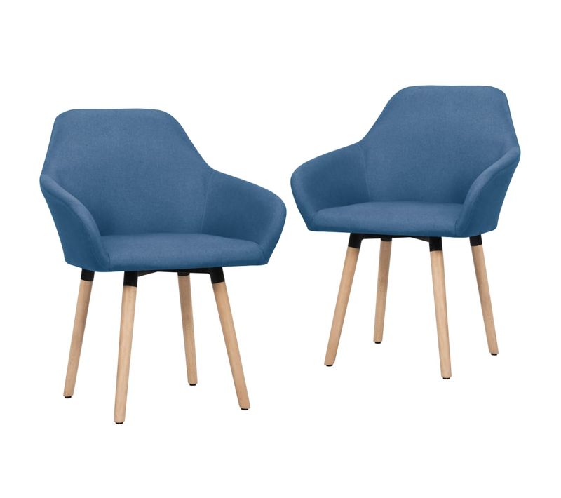 Chaises À Manger 2 PCs Bleu Tissu