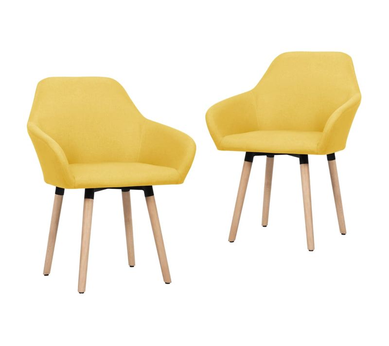Chaises À Manger Lot De 2 Jaune Tissu
