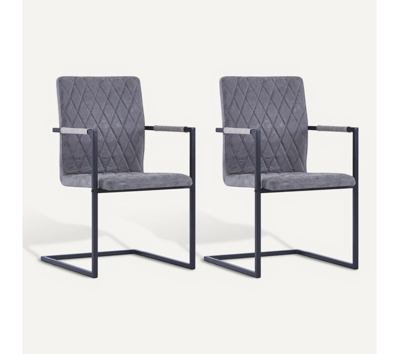 Chaises À Manger Cantilever Lot De 2 Gris Foncé Simili