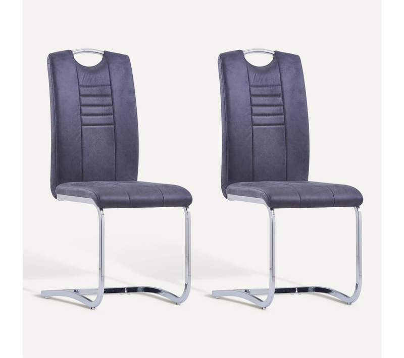 Chaises À Manger Cantilever Lot De 2 Gris Simili Daim