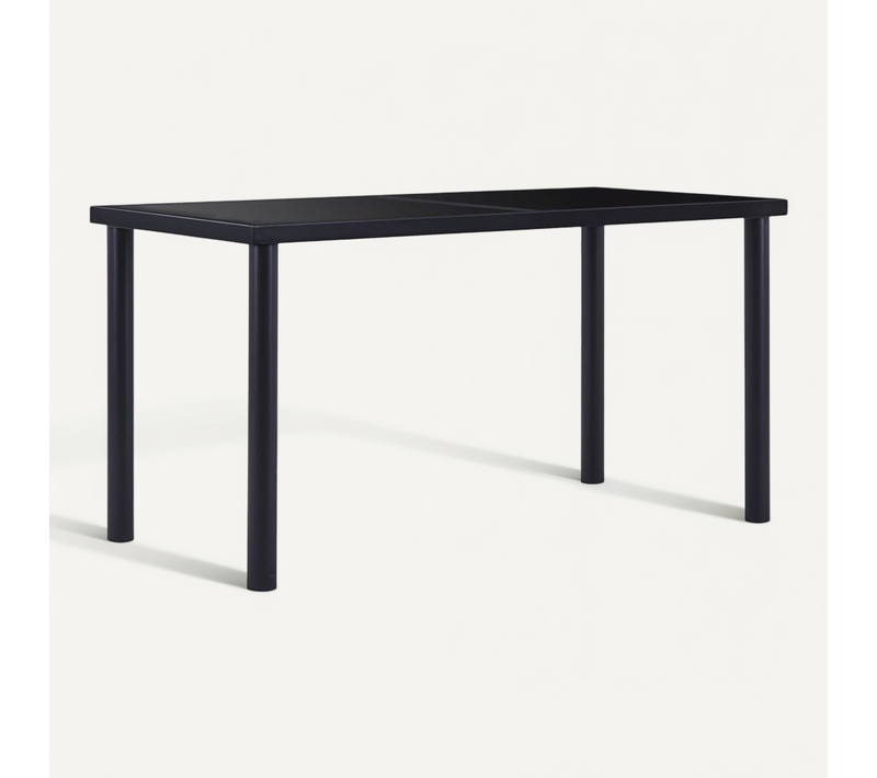 Table À Manger Noir 140x70x75 Cm Verre Trempé