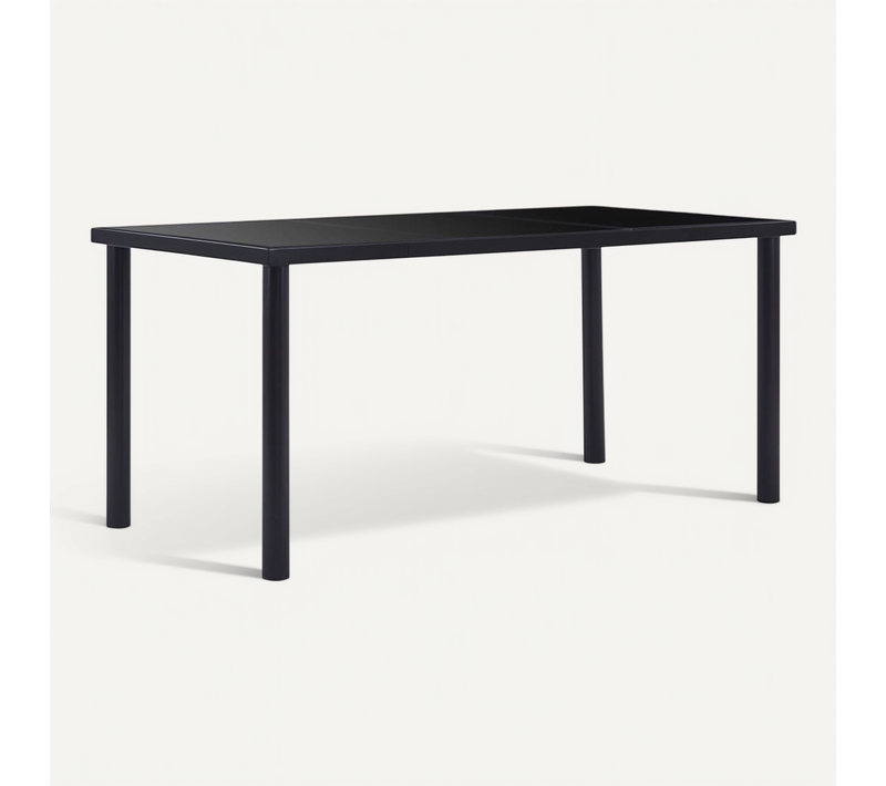 Table À Manger Noir 160x80x75 Cm Verre Trempé