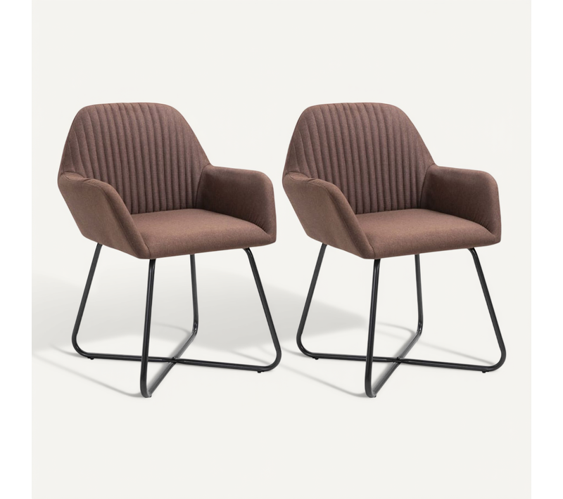 Chaises À Manger Lot De 2 Marron Tissu