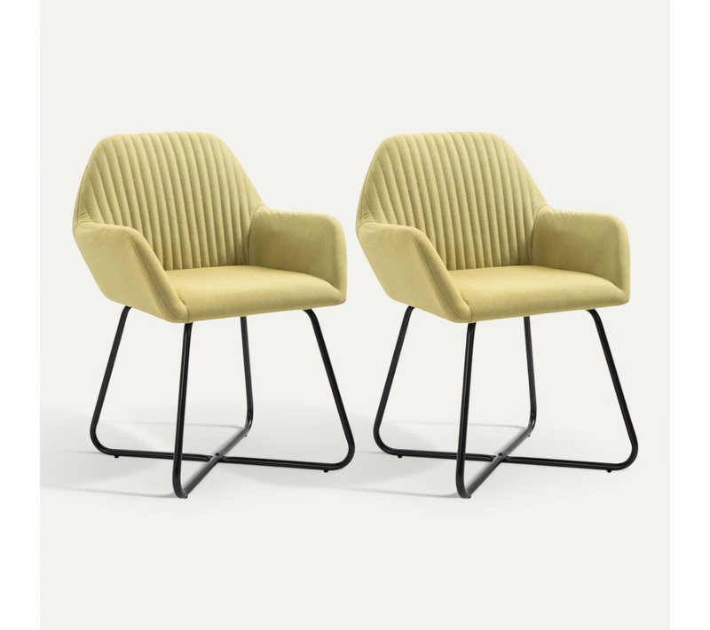 Chaises À Manger Lot De 2 Vert Tissu