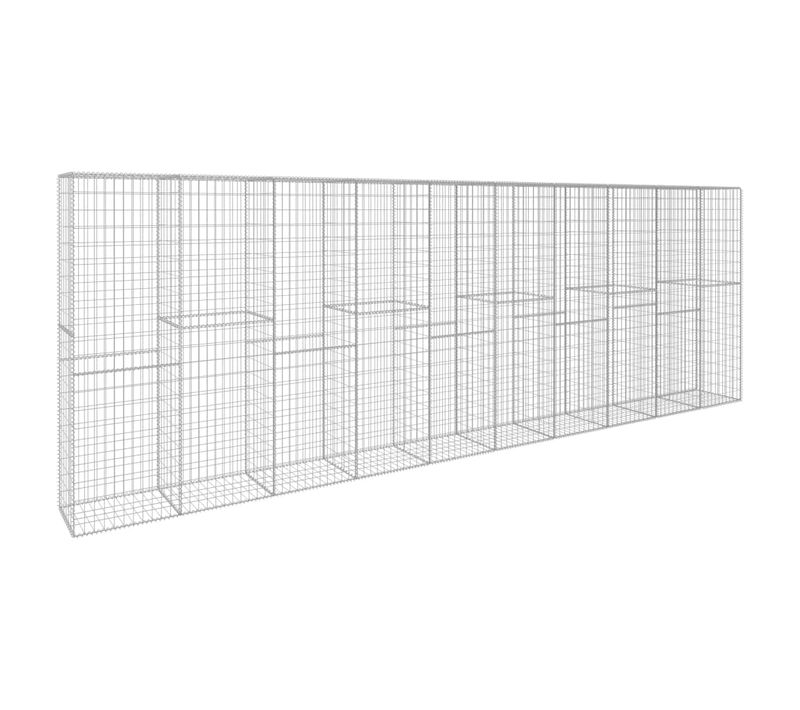 Mur En Gabion Avec Couvercle Acier Galvanisé 600x50x200 Cm Clôture Bordure Panier Jardin