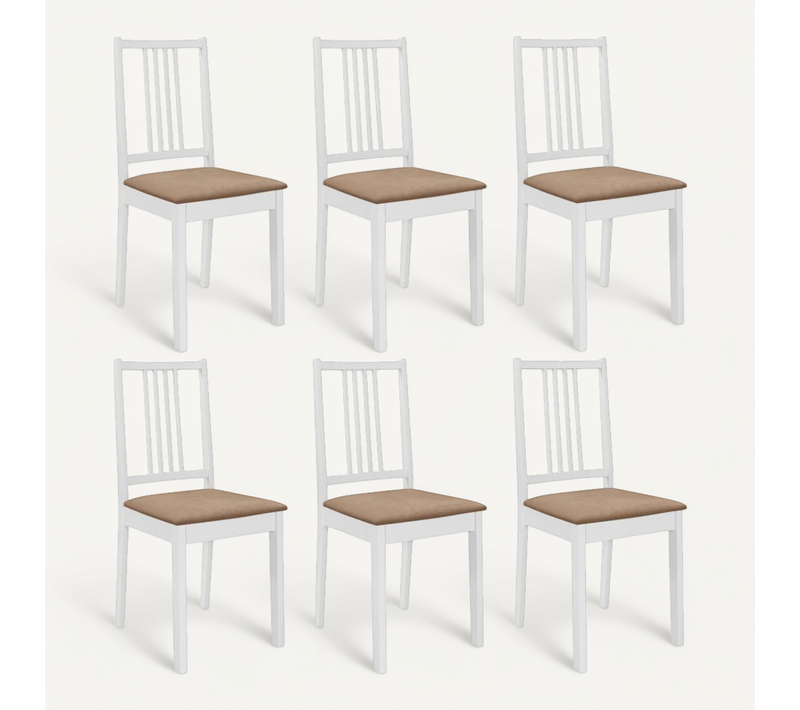 Chaises À Manger Avec Coussins Lot De 6 Blanc Bois Solide