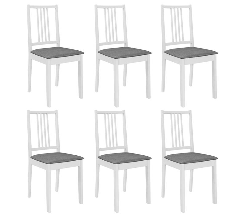 Chaises à Manger Avec Coussins Lot De 6 Blanc Bois Solide