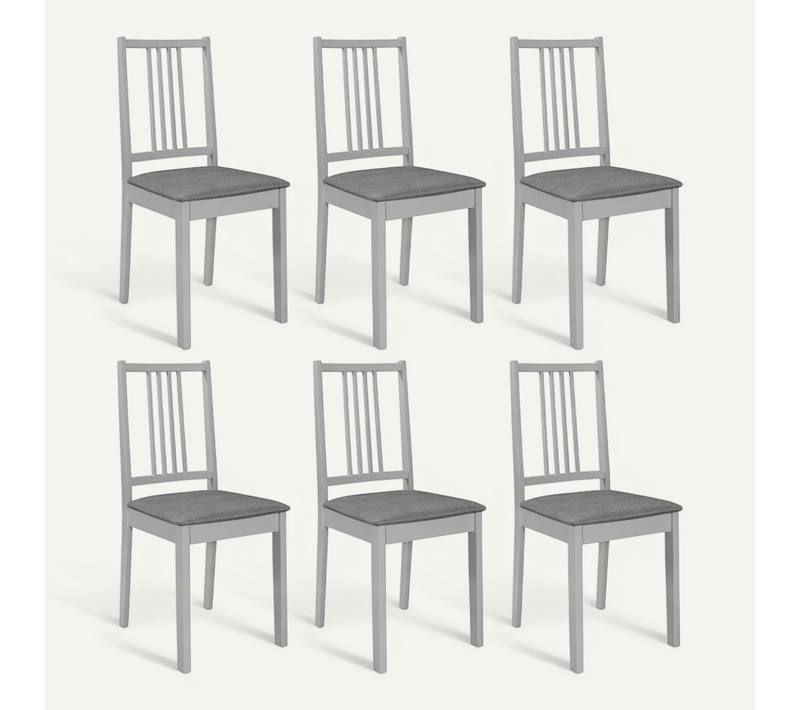 Chaises À Manger Avec Coussins Lot De 6 Gris Bois Solide