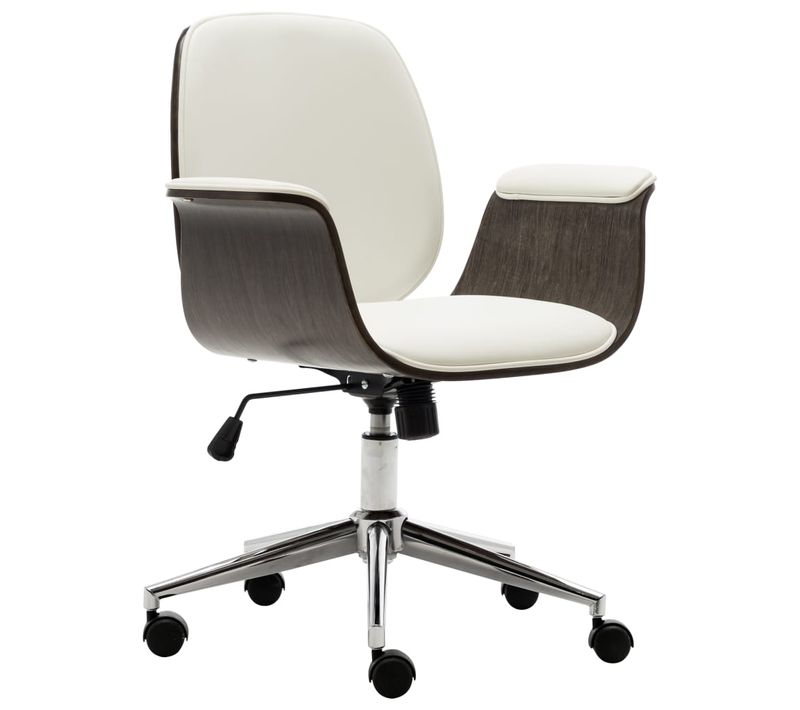 Chaise De Bureau Blanc Bois Courbé Et Simili